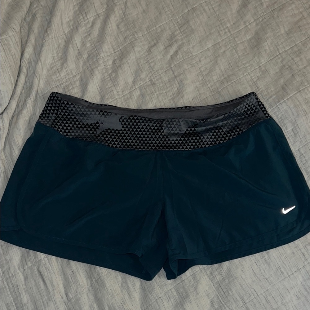 Nike Dri-Fit Women's Teal and Grey Running Shorts